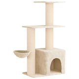 Albero per gatti con pali per graffiare in sisal Crema 133 cm