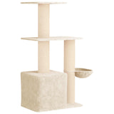 Albero per gatti con pali per graffiare in sisal Crema 133 cm