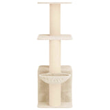 Albero per gatti con pali per graffiare in sisal Crema 133 cm