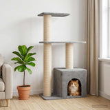 Albero per gatti con pali per graffiare in sisal Grigio Chiaro