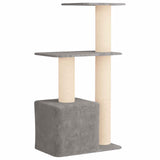 Albero per gatti con pali per graffiare in sisal Grigio Chiaro