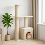 Albero per gatti con pali per graffiare in sisal Crema 133 cm