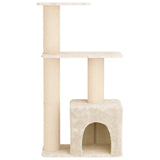 Albero per gatti con pali per graffiare in sisal Crema 133 cm