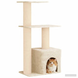 Albero per gatti con pali per graffiare in sisal Crema 133 cm