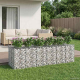 Letto rialzato in gabbione 3 pcs Argento