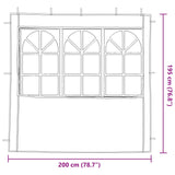 Parete per tenda da festa 2 pcs 200 x 195 cm Blu PE e Acciaio