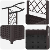 Letto Rialzato con Griglia e Tetto Marrone 169 x 40 x 125 cm PP