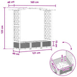 Letto Rialzato con Griglia e Tetto Marrone 169 x 40 x 125 cm PP