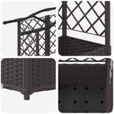 Letto Rialzato con Griglia e Tetto Marrone 204 x 40 x 141 cm PP