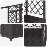 Letto Rialzato con Griglia e Tetto Marrone 164 x 40 x 123 cm PP