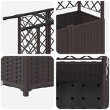 Letto Rialzato con Griglia e Tetto Marrone 202 x 40 x 136 cm PP