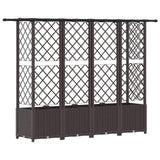 Letto Rialzato con Griglia e Tetto Marrone 202 x 40 x 136 cm PP