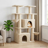 Albero per gatti con pali per graffiare in sisal 2 pz Crema