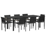 Set di Mobili da Esterno 9 pcs Nero e antracite Textilene