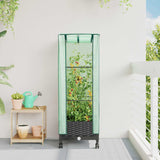 Vaso da Giardino con Copertura per Serra e Ruote Nero PP