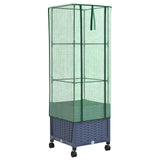 Vaso da Giardino con Copertura per Serra e Ruote Blu Grigio PP