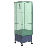 Vaso da Giardino con Copertura per Serra e Ruote Blu Grigio PP