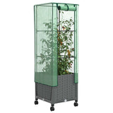 Vaso da Giardino con Copertura per Serra e Ruote Grigio Chiaro