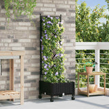 Vaso da giardino con grigliato e ruote Nero 40 x 40 x 131,5 cm