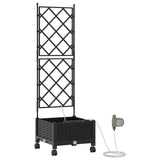 Vaso da Giardino con Irrigazione e Ruote Nero 40 x 40 x 132 cm