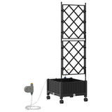Vaso da Giardino con Irrigazione e Ruote Nero 40 x 40 x 132 cm