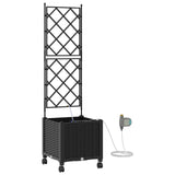 Vaso da Giardino con Irrigazione e Ruote Nero 40 x 40 x 148 cm