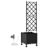 Vaso da Giardino con Irrigazione e Ruote Nero 40 x 40 x 148 cm