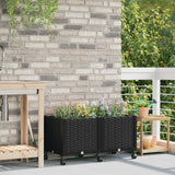 Vaso da Giardino con Ruote Nero 80 x 40 x 44 cm PP