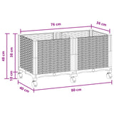 Vaso da Giardino con Ruote Nero 80 x 40 x 44 cm PP