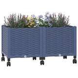 Vaso da Giardino con Ruote Blu Grigio 80 x 40 x 48 cm PP