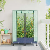 Vaso da Giardino con Copertura per Serra e Ruote 2 pz PP