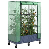 Vaso da Giardino con Copertura per Serra e Ruote 2 pz PP