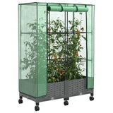 Vaso da Giardino con Copertura per Serra e Ruote 2 pz PP