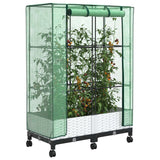 Vaso da Giardino con Copertura per Serra e Ruote 2 pz Bianco PP