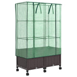Vaso da Giardino con Copertura per Serra e Ruote 2 pz Marrone