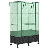 Vaso da Giardino con Copertura per Serra e Ruote 2 pz Nero PP