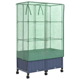 Vaso da Giardino con Copertura per Serra e Ruote 2 pz PP