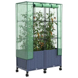 Vaso da Giardino con Copertura per Serra e Ruote 2 pz PP