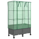 Vaso da Giardino con Copertura per Serra e Ruote 2 pz PP