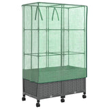 Vaso da Giardino con Copertura per Serra e Ruote 2 pz PP