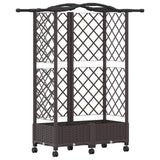 Letto Rialzato con Griglia e Tetto Marrone 124 x 40 x 129 cm PP