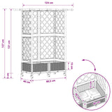 Letto Rialzato con Griglia e Tetto Grigio 124 x 40 x 127 cm PP