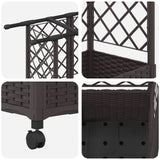 Letto Rialzato con Griglia e Tetto Marrone 124 x 40 x 142 cm PP