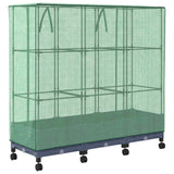 Vaso da Giardino con Copertura per Serra e Ruote 3 pz PP