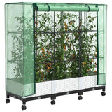 Vaso da Giardino con Copertura per Serra e Ruote 3 pz Bianco PP