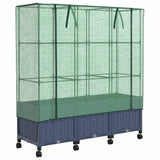 Vaso da Giardino con Copertura per Serra e Ruote 3 pz PP