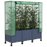 Vaso da Giardino con Copertura per Serra e Ruote 3 pz PP