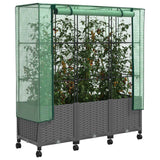 Vaso da Giardino con Copertura per Serra e Ruote 3 pz PP