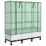 Vaso da Giardino con Copertura per Serra e Ruote 3 pz Bianco PP