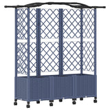 Letto Rialzato con Griglia e Tetto Grigio 163 x 40 x 144 cm PP